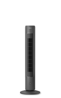 Seeria 5000 k&otilde;rge musta v&auml;rvi Philipsi tornventilaator mille esiosal on aroomiteraapia nupp